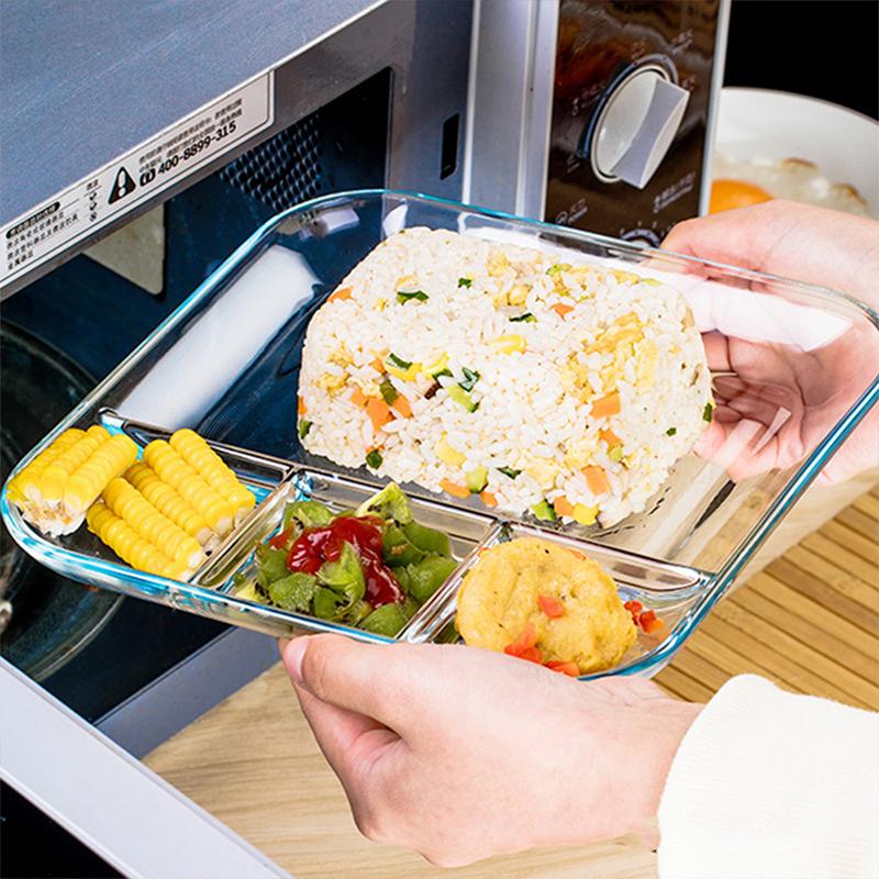 Heat-Resistant Glass Dumpling Tray With Sauce Tray, Divided Dinner Tray, Breakfast Tray, Home Kitchen Tools