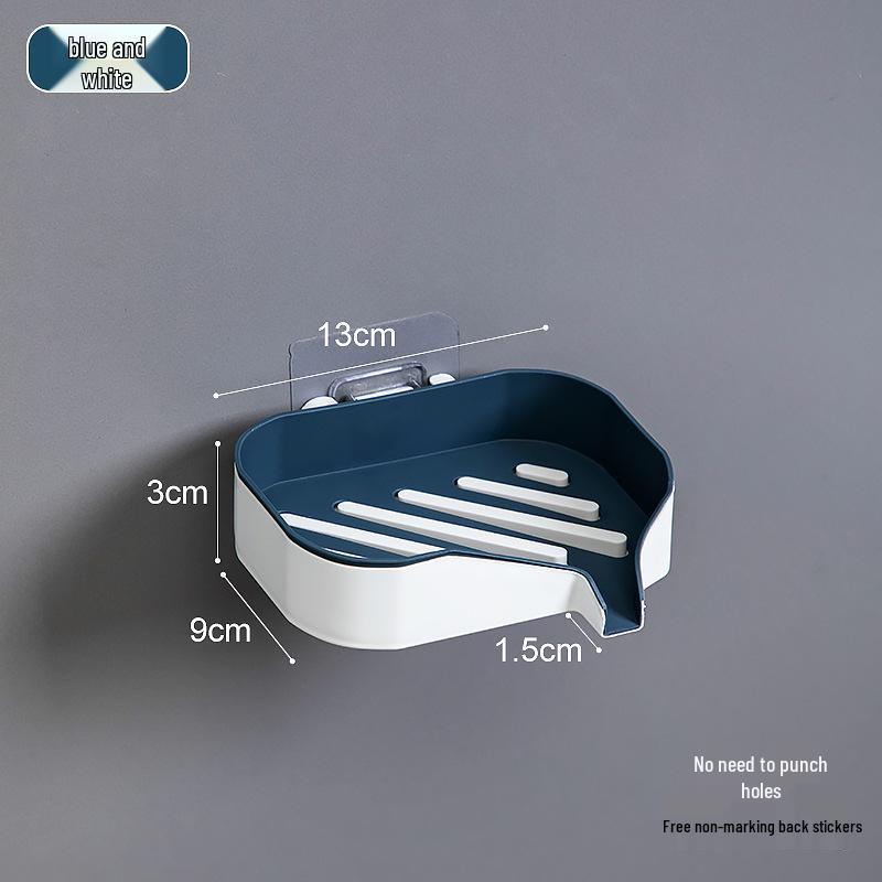 Double Layer Color Block Wall-Mounted Soap Dish - Creative, Punch-Free, Drain Storage Rack for Bathrooms.