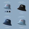 Denim Embroidered Bow Bucket Fisherman Hat Sun Protection Casual Outdoor Cap