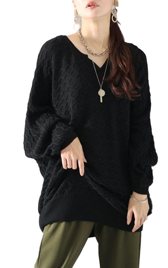 Gold Japan Plus Size Knit Long Dolman Perfect for and Sizes Women's Tunic, Sleeves, Fall, Winter, Spring, LL-3L, Black, maru-3004