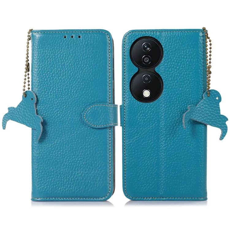 

For Honor X7b 4G / 90 Smart Case Genuine Cow Leather RFID Blocking Cell Phone Cover