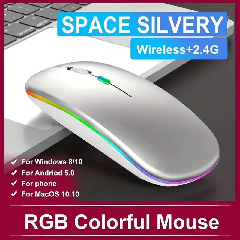 Wireless Rechargeable Mouse With LED Backlight Bluetooth Gaming Mouse Suitable For MAC/Laptop/PC/Windows