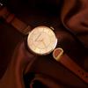 Armani Exchange AE Quarzwerk Lederarmband Goldenes Zifferblatt Damenuhr AX5324