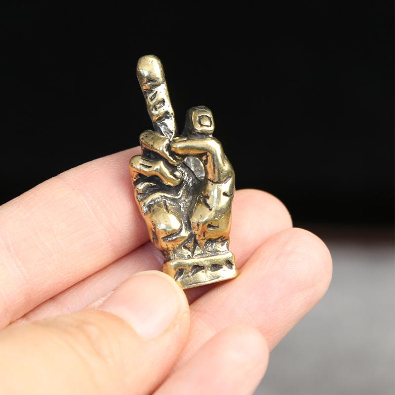 Brass Hand With Erect Middle Finger Up Paracord Beads DIY Umbrella Rope Bracelets Accessories Punk Retro Knife Lanyard Pendants