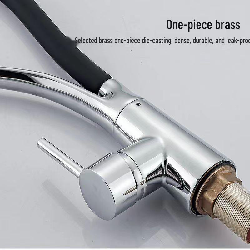 Drehbarer Ganzkupfer-Auszieh-Küchenhahn für Warm- und Kaltwasser