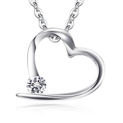 Ashley Jewelry Necklace, Sterling Silver 925, Open Heart Pendant, Simple Design, Women's, Everyday Wear, Gift