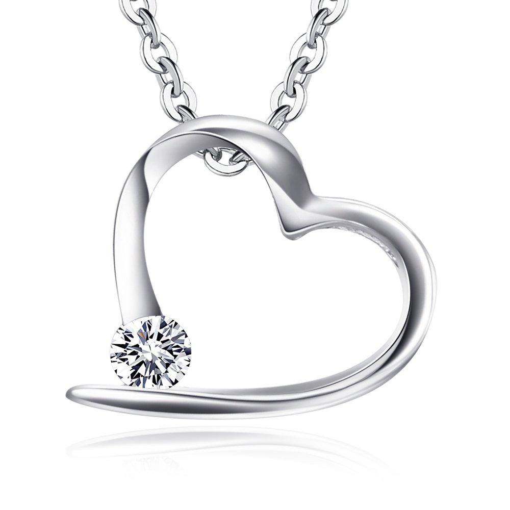 

Ashley Jewelry Necklace, Sterling Silver 925, Open Heart Pendant, Simple Design, Women s, Everyday Wear, Gift