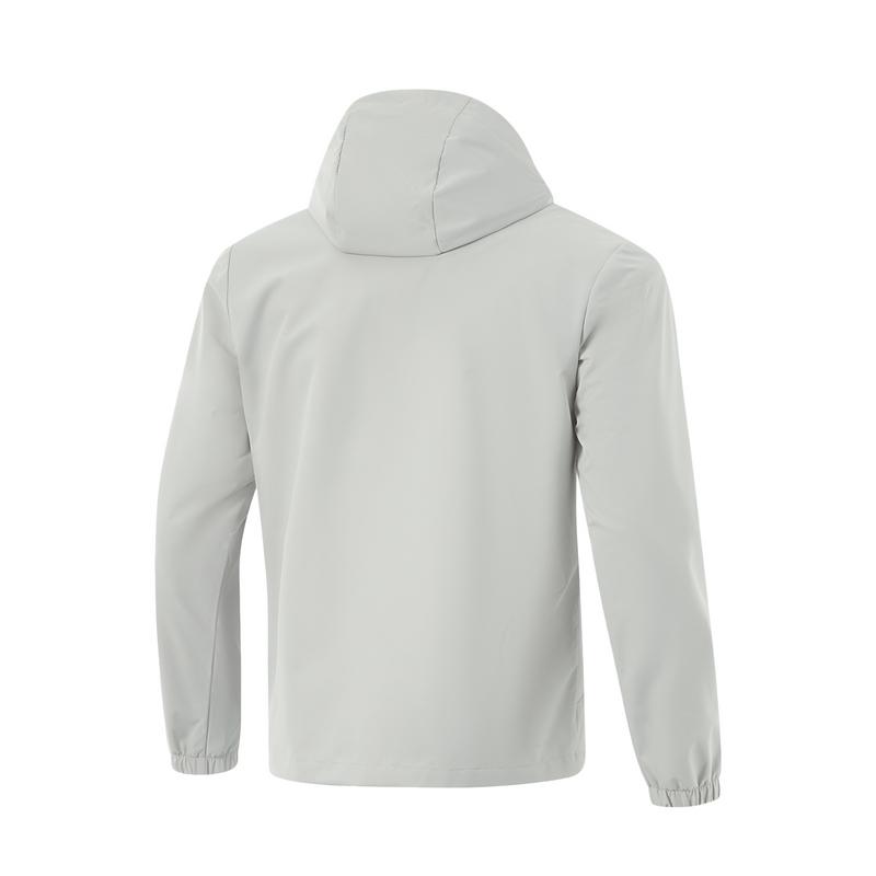 Li-Ning Fitness Series Sports Casual Simple Solid Color Hooded Windbreaker Men Outerwear Water-Droplet-Gray AFDUC35-6