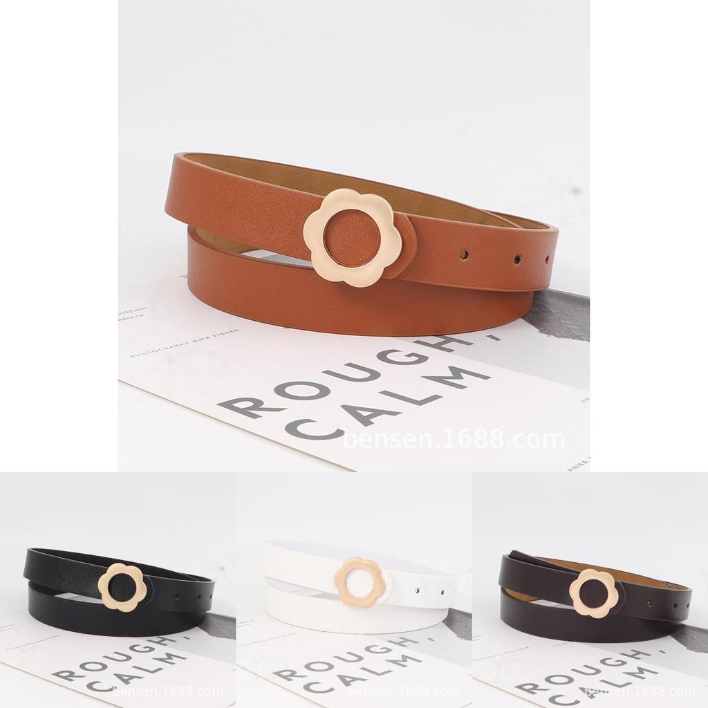 Classic Pu Leather Belt For Women With Alloy Flat Clasp For Office And Casual Looks