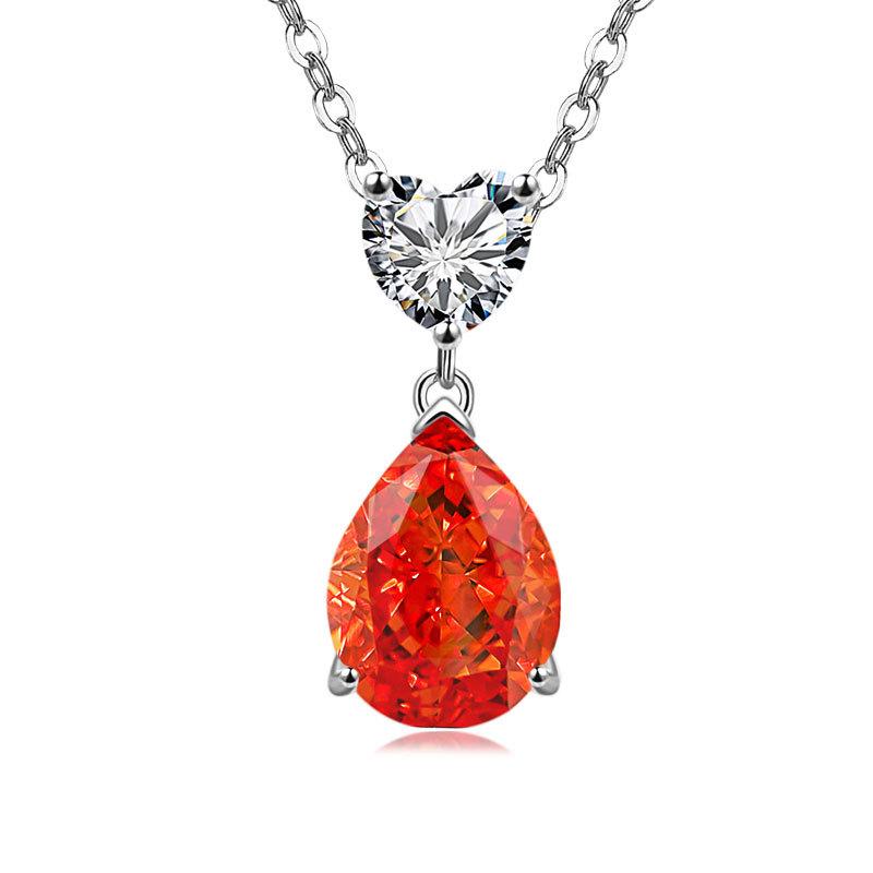 Jewelry Temperament Warm Sun Water Drop Necklace Ice Flower Cut Zirconium Platinum Plated 925 Silver Pendant Necklace