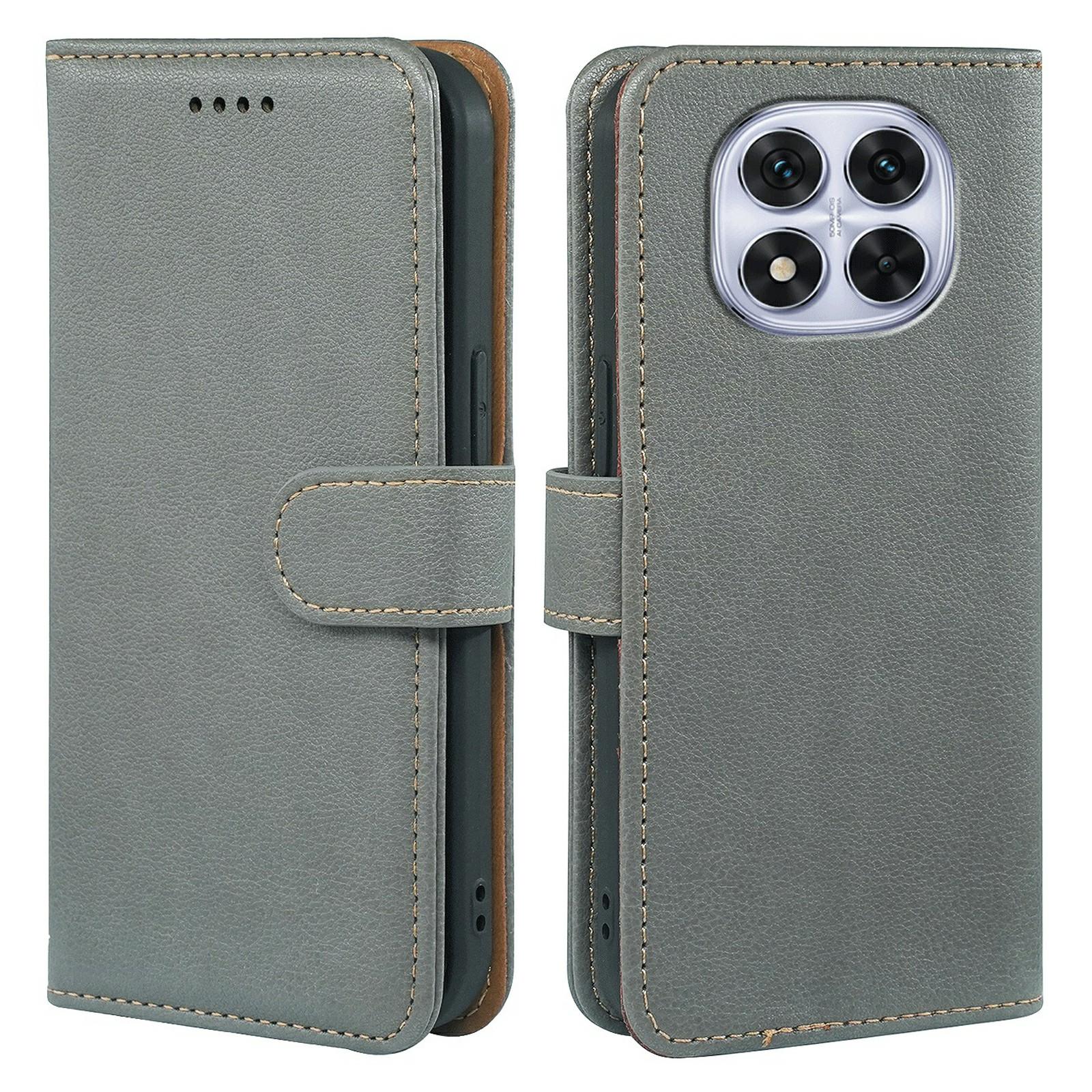 

For Xiaomi Redmi Note 14 Pro 5G/Poco X7 5G Case RFID Blocking Wallet Litchi Texture Leather Phone Cover Magnetic Clasp Grey