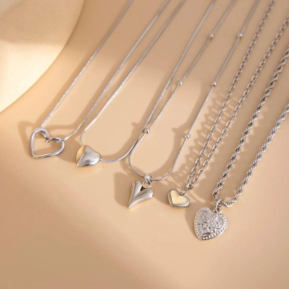 Irregular Love Heart Pendant Multilayer Metal Chain Choker Punk Women Necklace Wedding