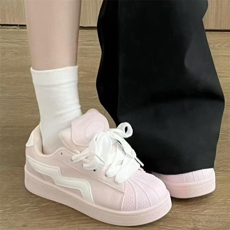 Pink shell head bread shoes ins spring and summer student casual retro sports shoes