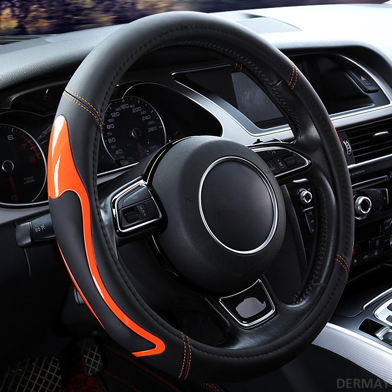 DERMAY Mode PVC Auto Lenkradbezug Größe M Universal Rutschfest Passend Außendurchmesser des Lenkrads 37-38cm Innenraumzubehör