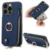 Zipper Vertical Cards Slot Ring Holder Wallet Case For iPhone 15 Pro Max 14 Plus 13 12 11 XS X XR 7 8 SE 2026 Cover Purse Cover