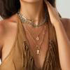 European and American Ethnic Style Retro Fringed Coins Holiday Necklace Female Bohemian Feathers Exaggerated Item Jewelry