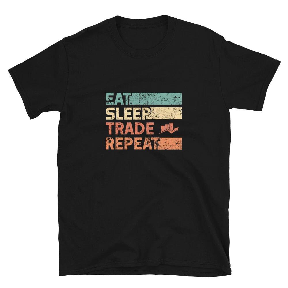 Eat Sleep Trade Repeat Retro T- Shirt Trader Gift vintage Tee 2XL