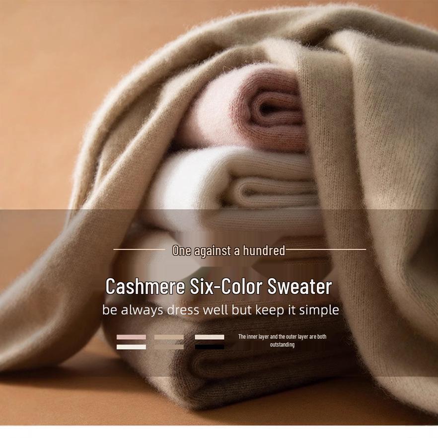 Mengyi Women's Thickened Half-High Neck Cashmere Pullover Sweater - Warm Autumn/Winter Base Layer