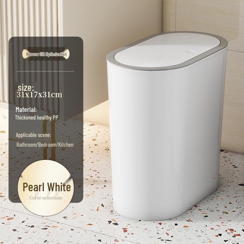 High-Value Stylish Gap-Fit Trash Can with Lid - Large Capacity for Bedroom & Bathroom