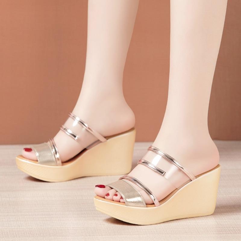 Fashion Women's High Heel Slippers Fashion Wedge-heeled Sandals Summer Women's Platform Sandals Summer Peep Toe Slippers Sandalias Mujer