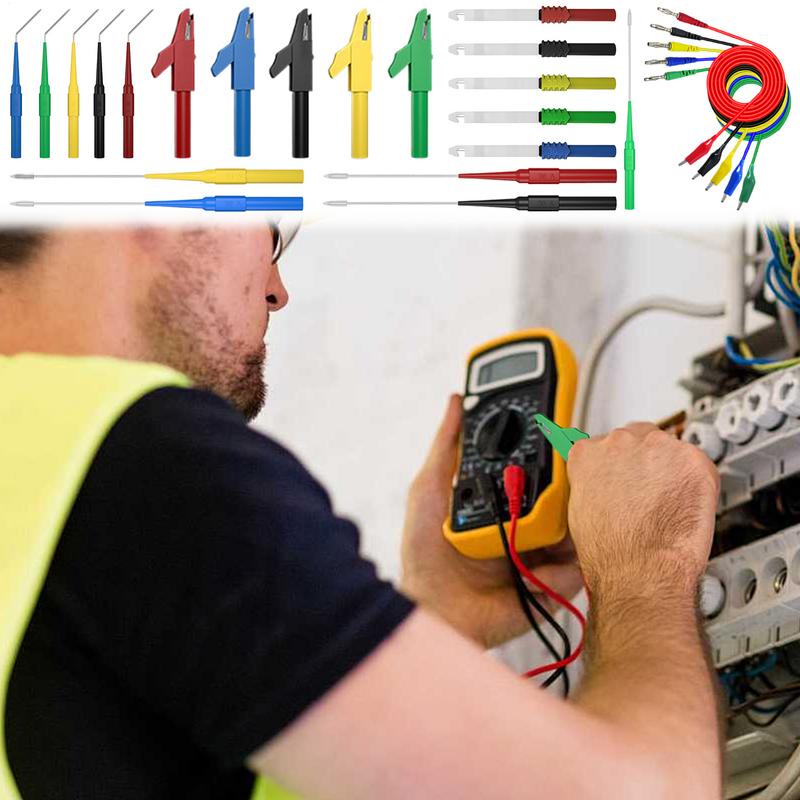 Test Lead Kit Multimeter Leads Alligator Clip Banana Plug 25X Professional Kit Test Clamps Wire Piercing Probes For Digital