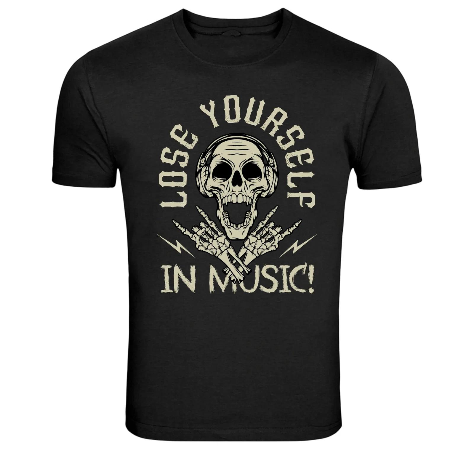 Lose Yourself In Music Skull Headphones Graphic T-Shirt XL