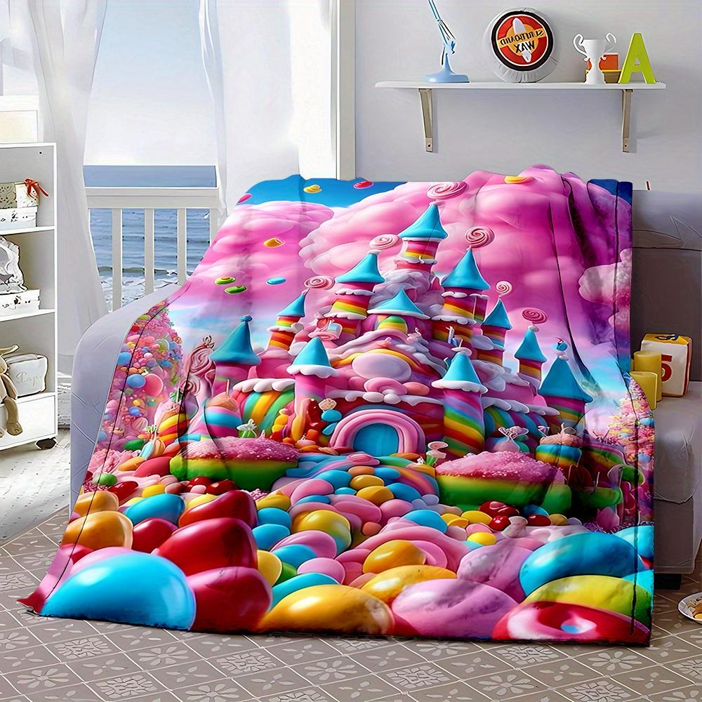 Rainbow Castle Flannel Throw Blanket Soft All Season No Pilling Couch Bed Camping Gift