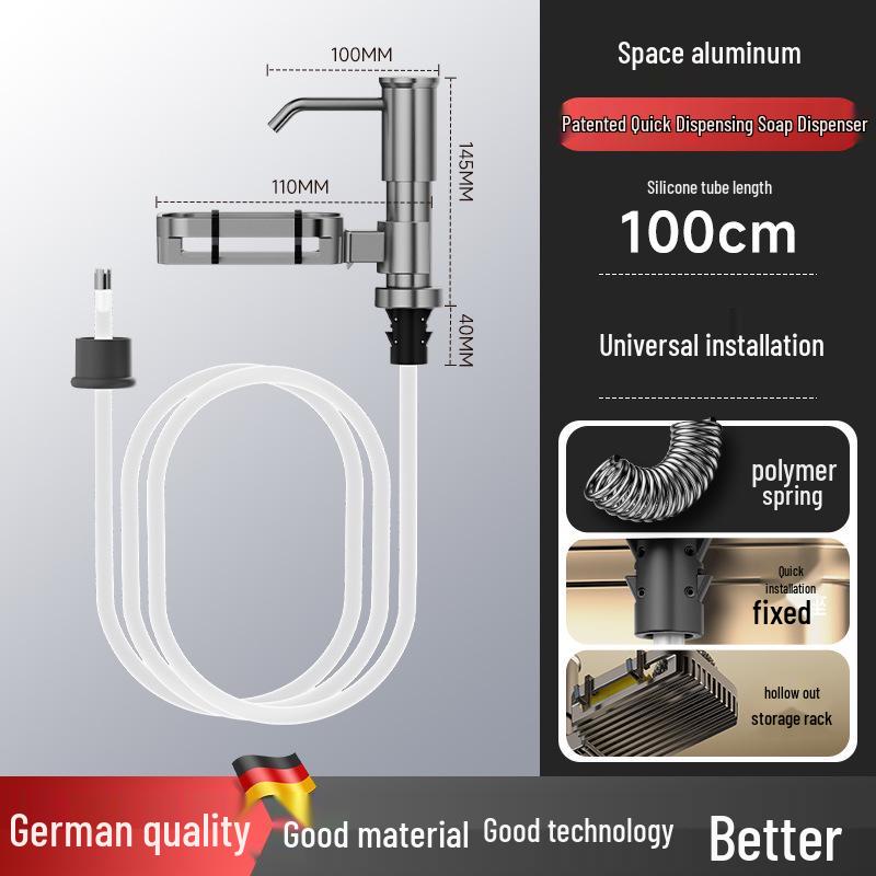 Space Aluminum Heightened Kitchen Sink Soap & Vegetable Washer with Quick Install Dispenser