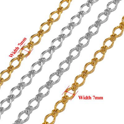 1 Meter ROSTFREIER STAHL 1 OHNE AUSBLEICHEN:1 Gold Strukturierte Lange Ovale Gliederkette für DIY Halsketten Armbänder Schmuckherstellung Zubehör