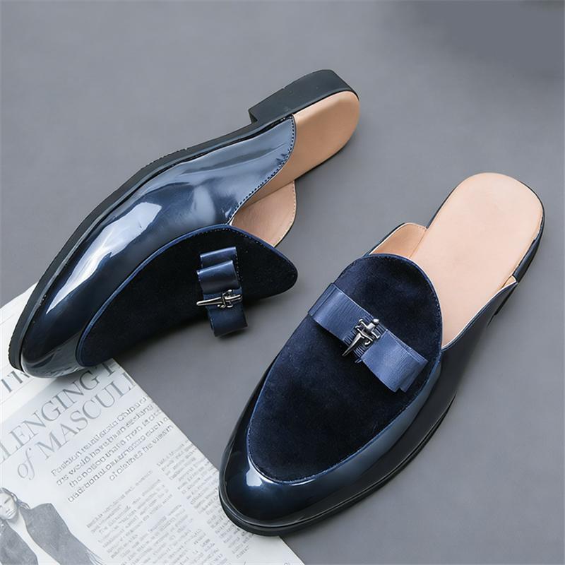 Sommer Mode Neu Herren Wildleder Fliege Patchwork Halbschuhe Schuhe Männlich Designer Freizeit Clogs Mokassins Atmungsaktiv Loafer