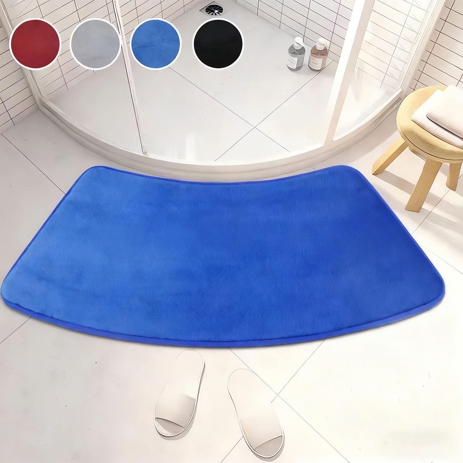 Non-Slip Water Absorbent Flannel Bathroom Floor Mat 30x70cm Arc Shape синий