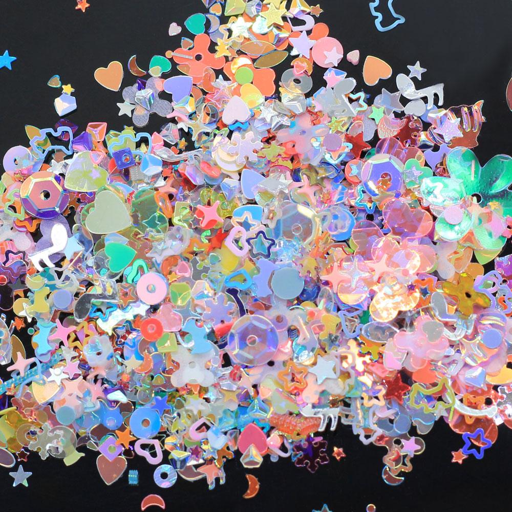 Colorful Heart Star Heart Circle Mix Flakes for Diy Scrapbook Nail Art Accessories