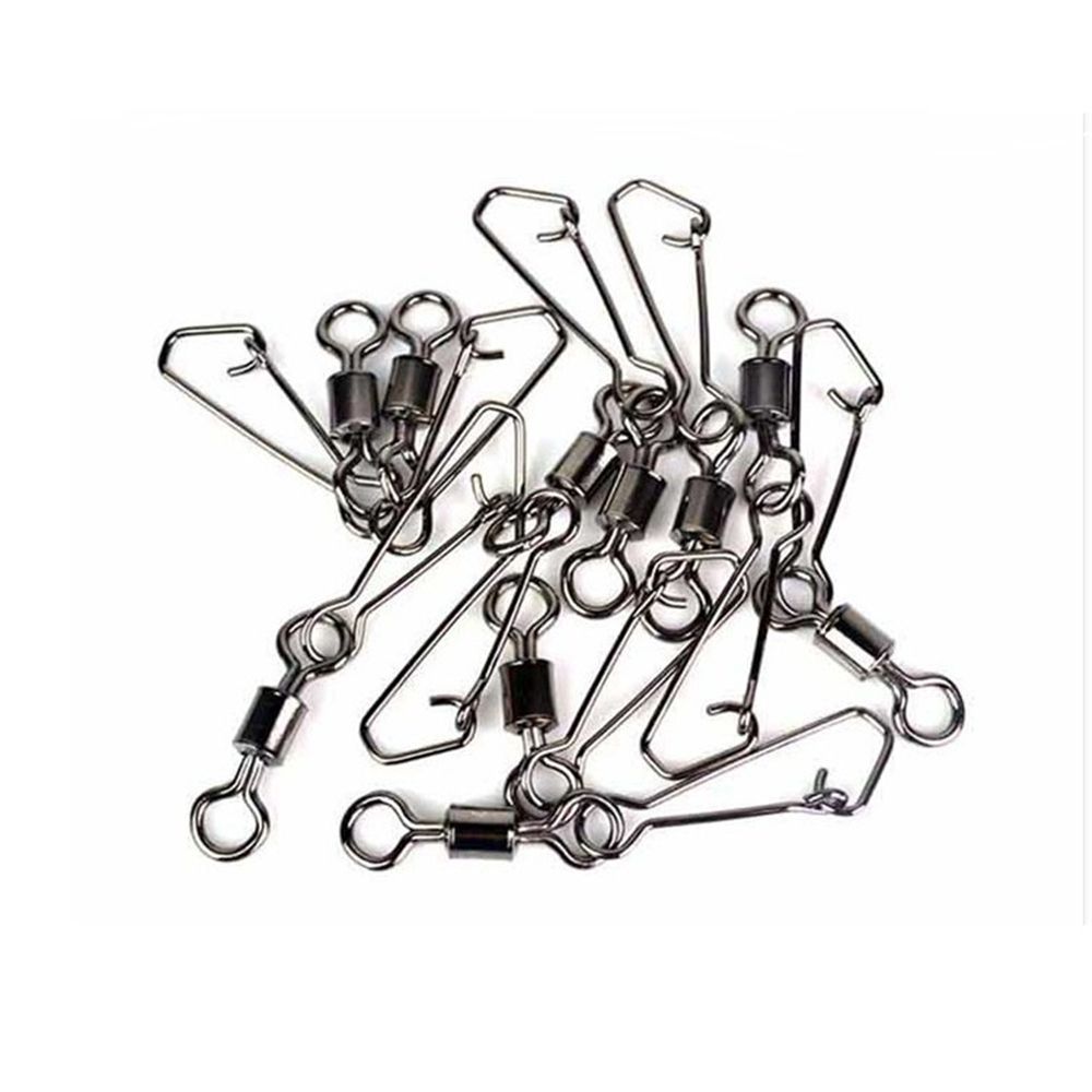 50Pcs Metal Fishing Hook with Hooked Snap Rolling Swivel Tackle Swivels Connector Fishing Bearing