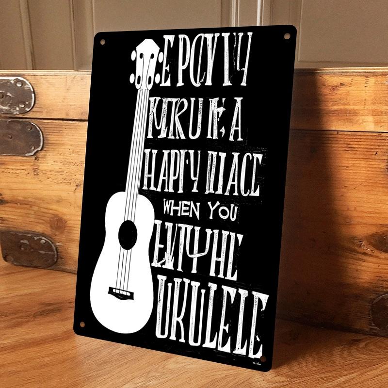 

1 Ukulele-themed tinplate wall hanging, suitable for musical instruments, artistic home decor, living room, and bedroom. A creat (as the picture,20x30cm)