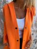 2025 Women's Solid Color Hooded Casual Jacket with Single-Breasted Design