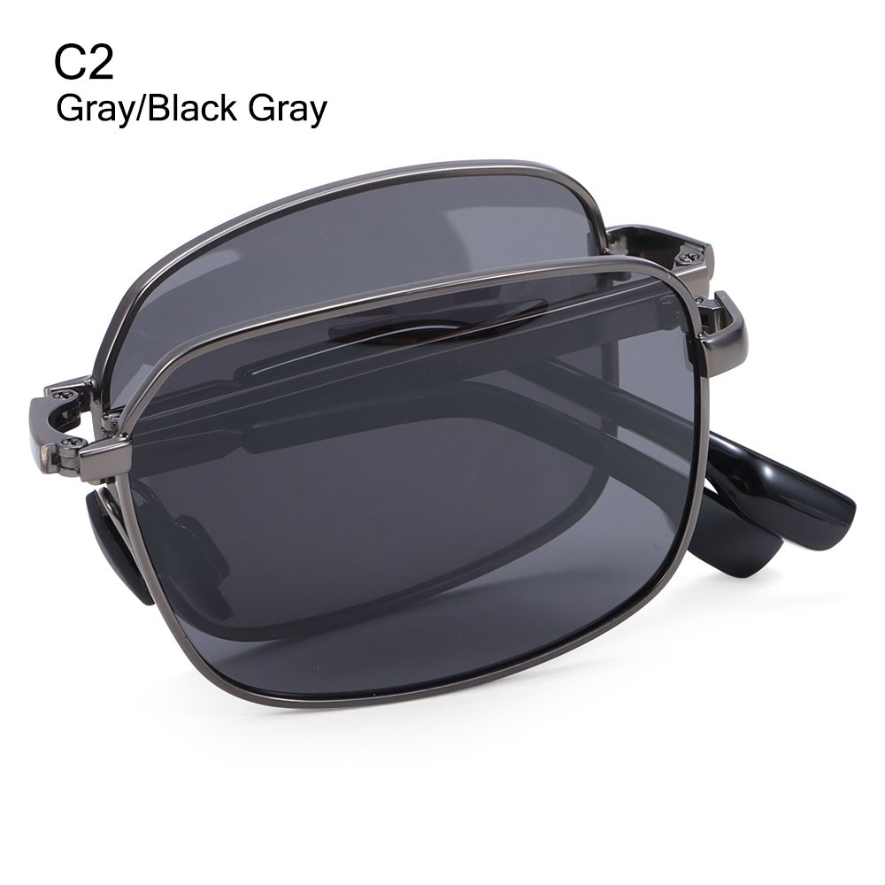 Portable Folding Sunglasses For Men Women Fashion Square Metal Frame Sunglasses Night Vision Eyewear Driving Glasses