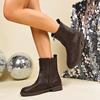 Women's Fashion Hundred Square Toe Soft Stretch Comfortable Ankle Boots Shock Absorbing Anti-slip Casual Sports Martin Boots