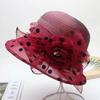 Summer Polka Dot Sun Hat Solid Color Sun Protection Basin Hat Organza Breathable Bowler Hat