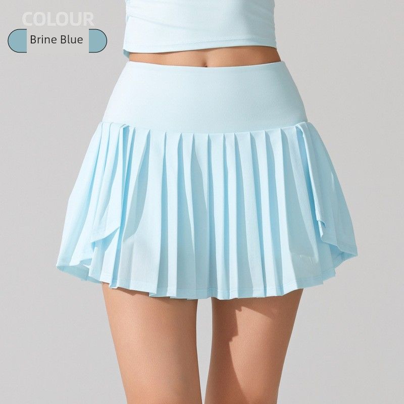 Export Pleated Sports Skirt High Waist Lining Pocket Fashion Tape Badminton Skirt Build Yoga Running Tennis Skirt