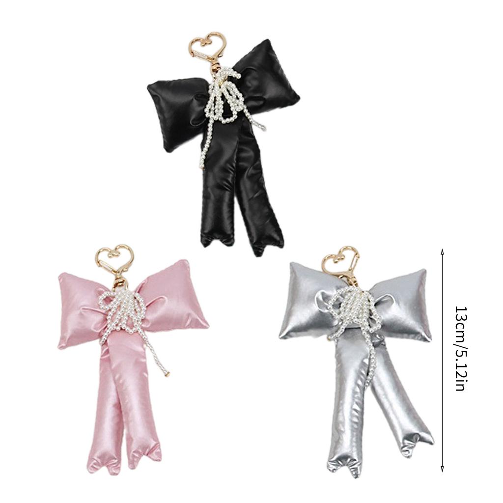 Pearls Bowknot Phone Charm Detachable Phone Lanyard Ornament Colorful Keychain Butterfly Bow Ornament for Bag Wallet