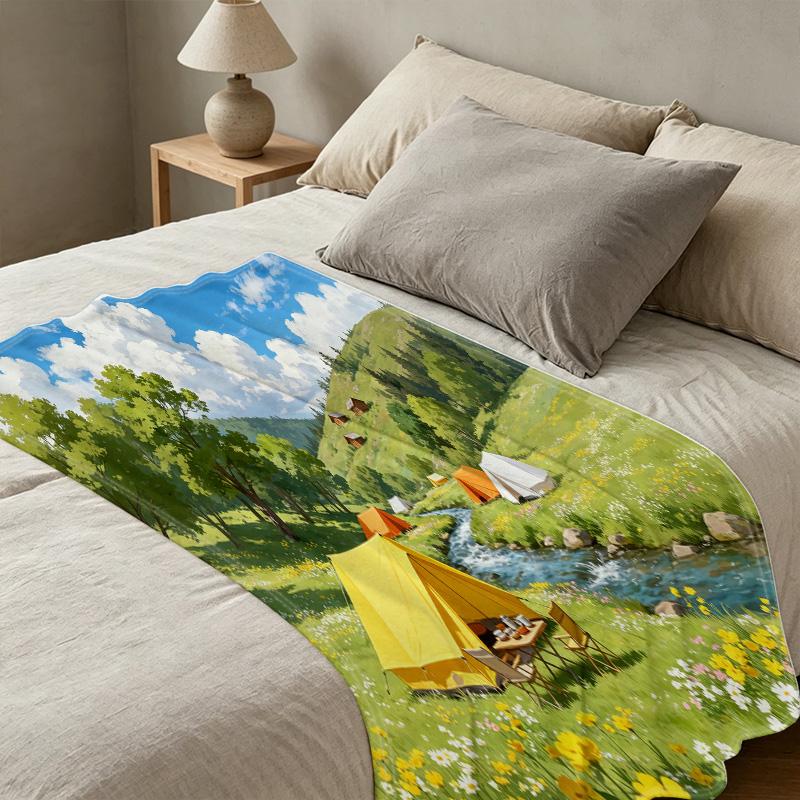 Flannel Fleece Blanket Machine Washable, Nature-Inspired Series, Soft Warm Cozy Throw for Home, Camping, Picnics, Office Naps & Holiday Use