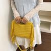 Yogodlns Knitted Tassel Bag New Summer Vacation Style Single Shoulder Diagonal Cross Woven Bag Fashionable Simple Women's Handbag