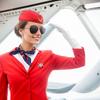 5pcs/set Pilot Flight Attendant Uniform Set with Beret Scarf Gloves Sunglasses Airplane Badge for Fabric Plastic Accessories
