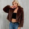 Giacca Corta da Donna Invernale in Ecopelliccia, Cappotto Corto con Scollo a Tacca e Texture Peluche, Capo d'Abbigliamento Casual Chic per Autunno Inverno