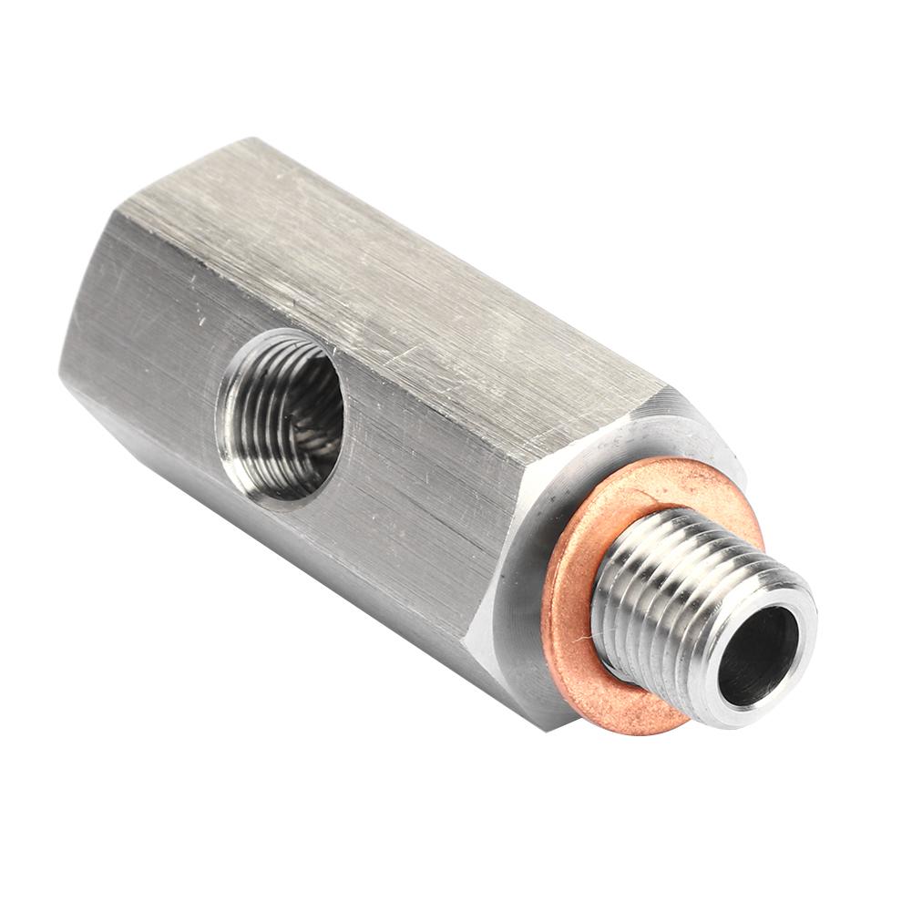1 8in NPT Oil Pressure Sensor Tee To M10 10x1.0 Male Adapter Turbo Supply Feed Line Gauge
