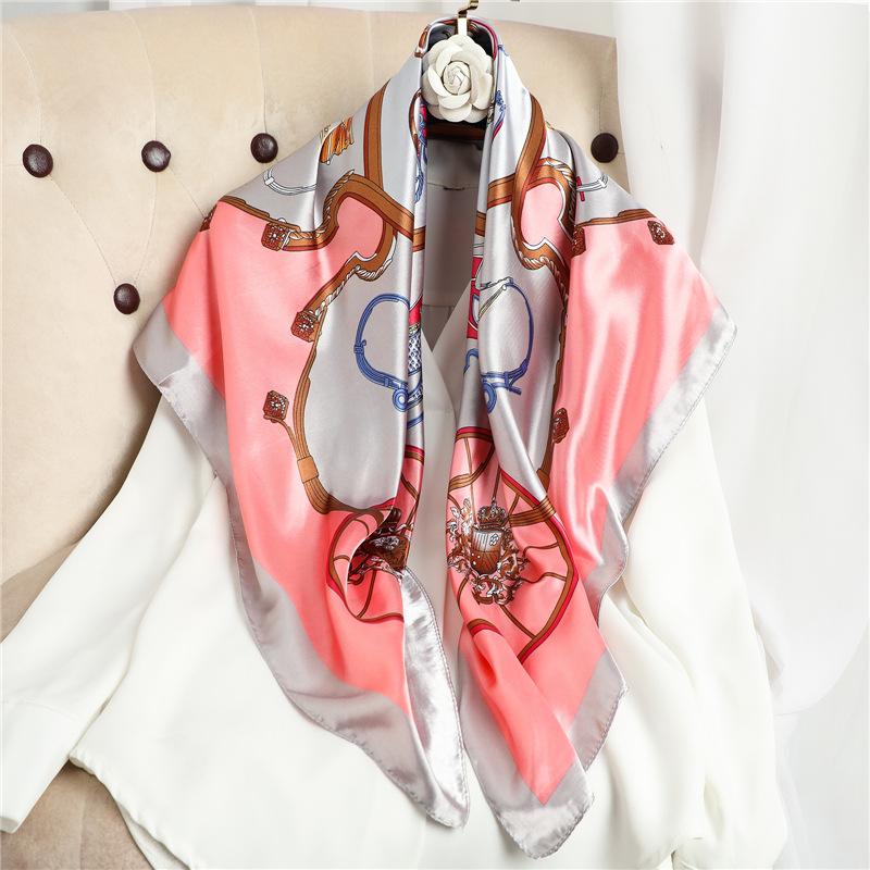 90 * 90cm New Silk Scarf Women'S Spring And Summer Decorative Scarf Sunscreen Travel Shawl Autumn And Winter Scarf Thin Edition