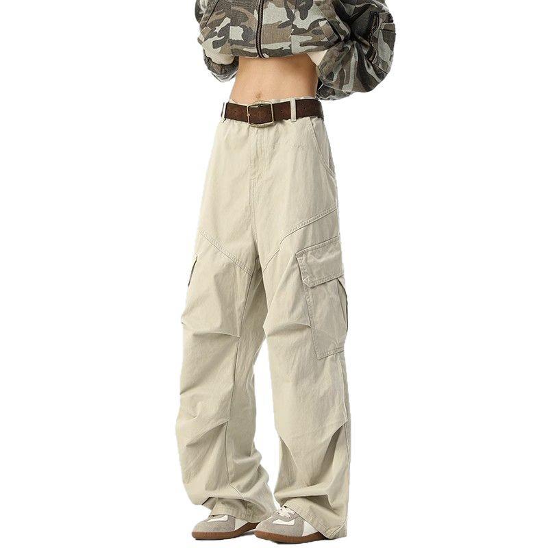 Men's Mylar Brown Cargo Pants: American Retro Multi-Pocket, Autumn/Winter CleanFit Micro-Flare Jeans