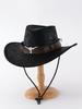 European and American style retro PU leather cowboy hat men's and women's western jazz top hat outdoor cycling camping travel sun hat