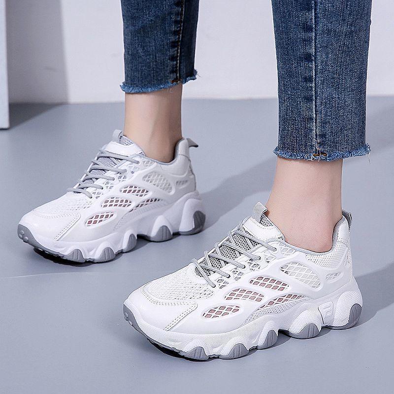 Lace Up Whit Women's Mesh Breathable Shoes High on Platform Ladies Footwear Summer Aesthetic New In Arrival 2025 Sale Casual 39