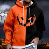 Men's Halloween Hoodie Funny Pumpkin Face Hoodie Scary Long Sleeve Top